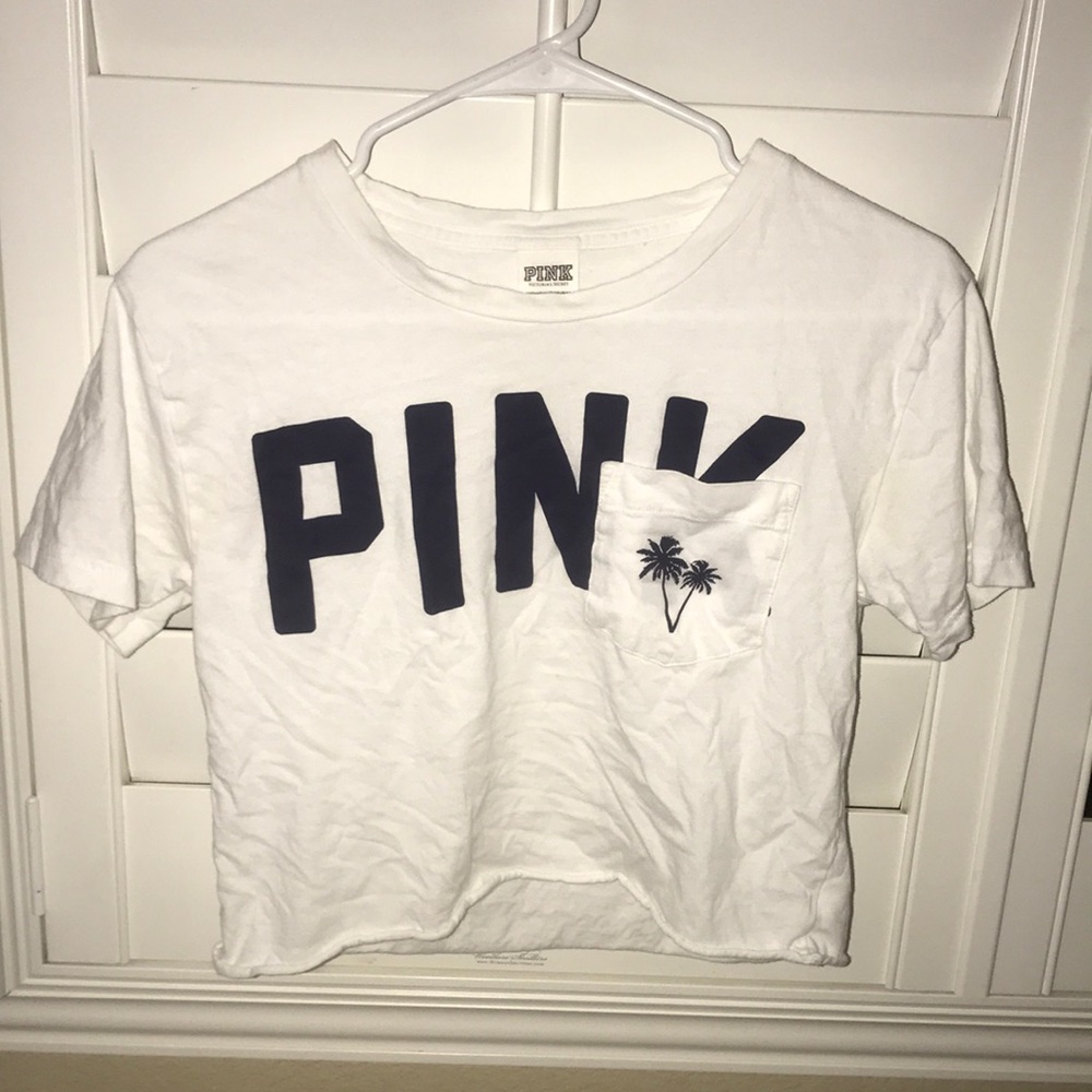 VS PINK BLUE WHITE CROPPED SHIRT